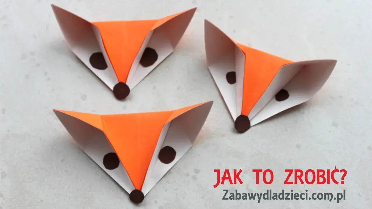 Trzy papierowe lisy z brązowymi oczami i noskami. Dowiedz się, jak zrobić lisa z papieru, tworząc własne, urocze zwierzątka.