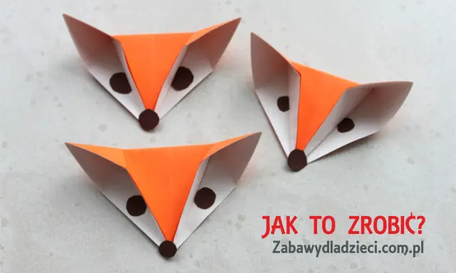 Trzy papierowe lisy z brązowymi oczami i noskami. Dowiedz się, jak zrobić lisa z papieru, tworząc własne, urocze zwierzątka.