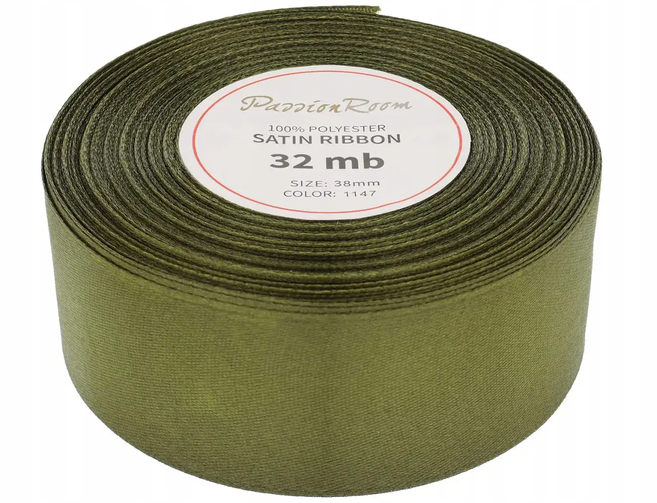 Zwijana zielona wstążka satynowa 38mm. Idealna do tworzenia ozdób, pakowania prezentów i innych projektów DIY.